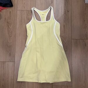 Girlfriend Collective Athletic Dress, Yellow, Size Medium, built-in shorts/bra